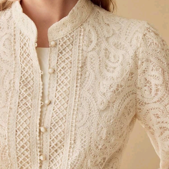 GUIPURE LACE BUTTON UP BLOUSE,SPRING/SUMMER - Picture 2 of 4